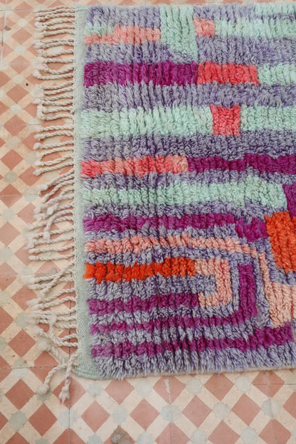 Alfombra Bereber Boujad Colorida Lila Turquesa - 151 × 106 cm Néda