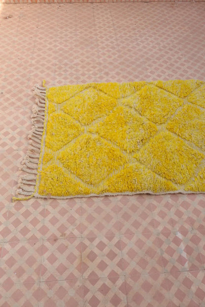 Tapis Berbère Jaune Béni Ouarain- 138 x 106 cm Néda