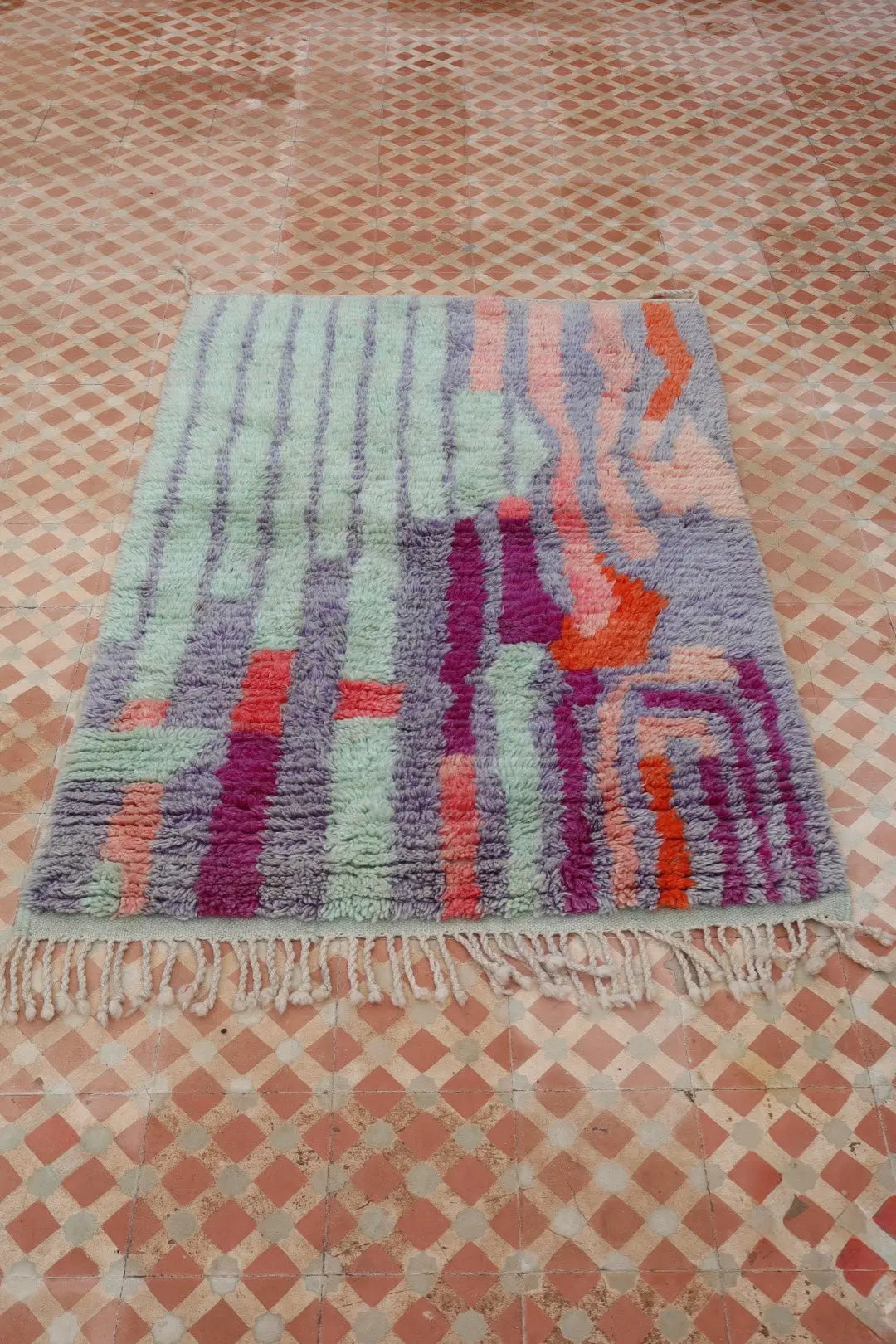 Alfombra Bereber Boujad Colorida Lila Turquesa - 151 × 106 cm Néda