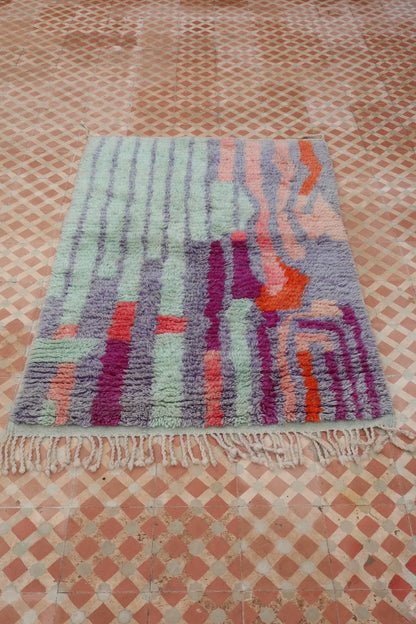 Alfombra Bereber Boujad Colorida Lila Turquesa - 151 × 106 cm Néda