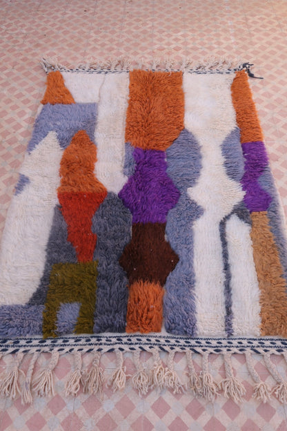 Tapis Berbère Béni Ouarain Moderne Mutlicolore  - 154 x 109 cm