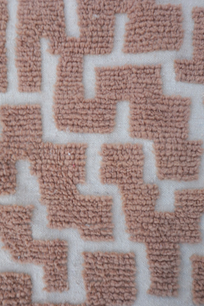 Alfombra Bereber Beni Ouarain Beige Oscuro Abstracto Motivos Huecos - 334 x 72 cm