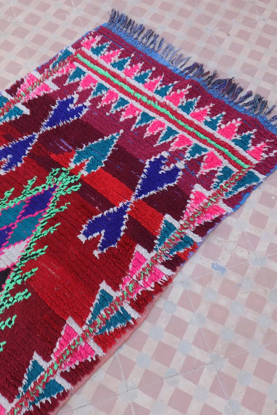 Tapis Berbère Azilal Vintage de Couloir Coloré- 210 x 78 cm Néda