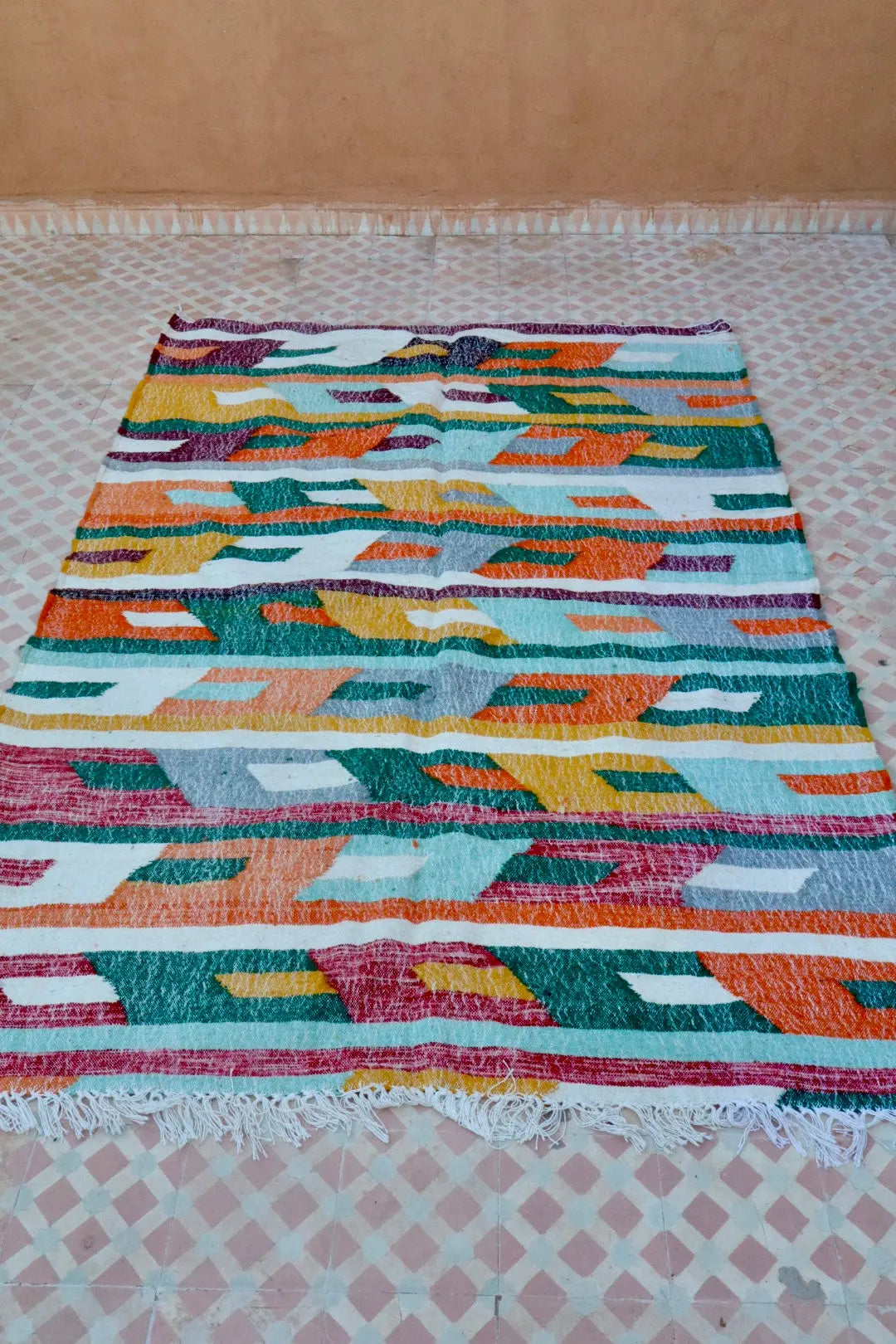 Tapis Berbère Kilim Zanafi Multicolore Moderne  - 153 x 240 Néda