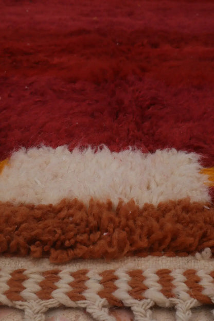 Tapis Berbère Béni Ouarain Minimaliste Coloré Bordeaux Jaune Moutarde Marron Blanc - 259 x 165 cm Néda