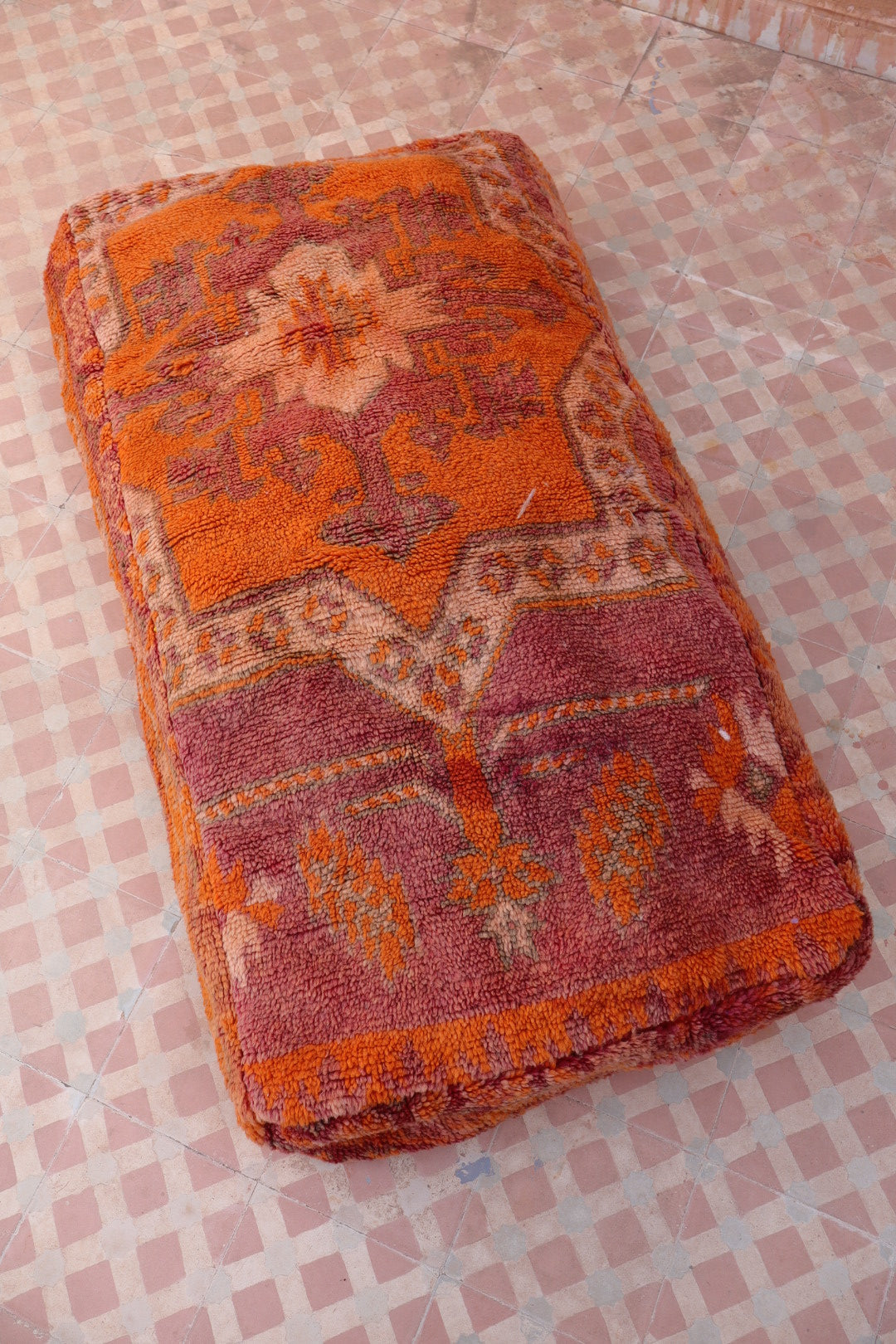 Pouf Berbère XL Terracotta et Orange Néda