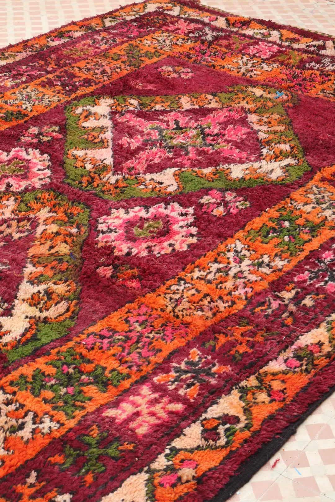 Tapis Berbère Boujaad Antique Bordeaux Orange - 392 x 204 cm Néda