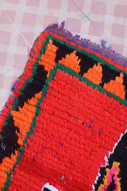 Tapis Berbère Azilal Vintage de Couloir Coloré Rouge Multicolore - 226 x 77 cm Néda