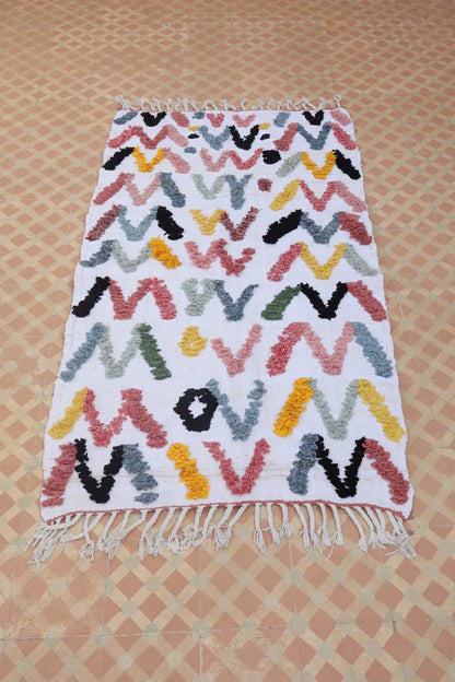 Tapis Berbère Boucherouite Coloré Géométrique – Coton recyclé et lavable - 165 x 93 cm Néda