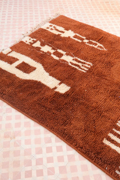 Tapis Berbère Azilal Contemporain Marron et Blanc - 238 x 143 cm Néda