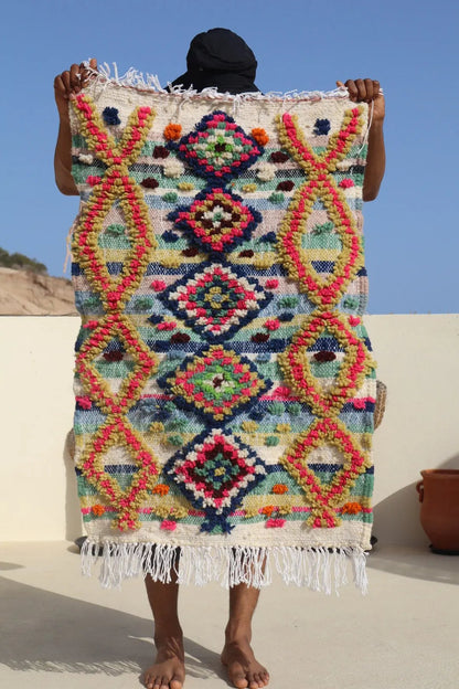 Tapis Berbère Coloré Azilal à Reliefs - 103 x 71 cm Néda