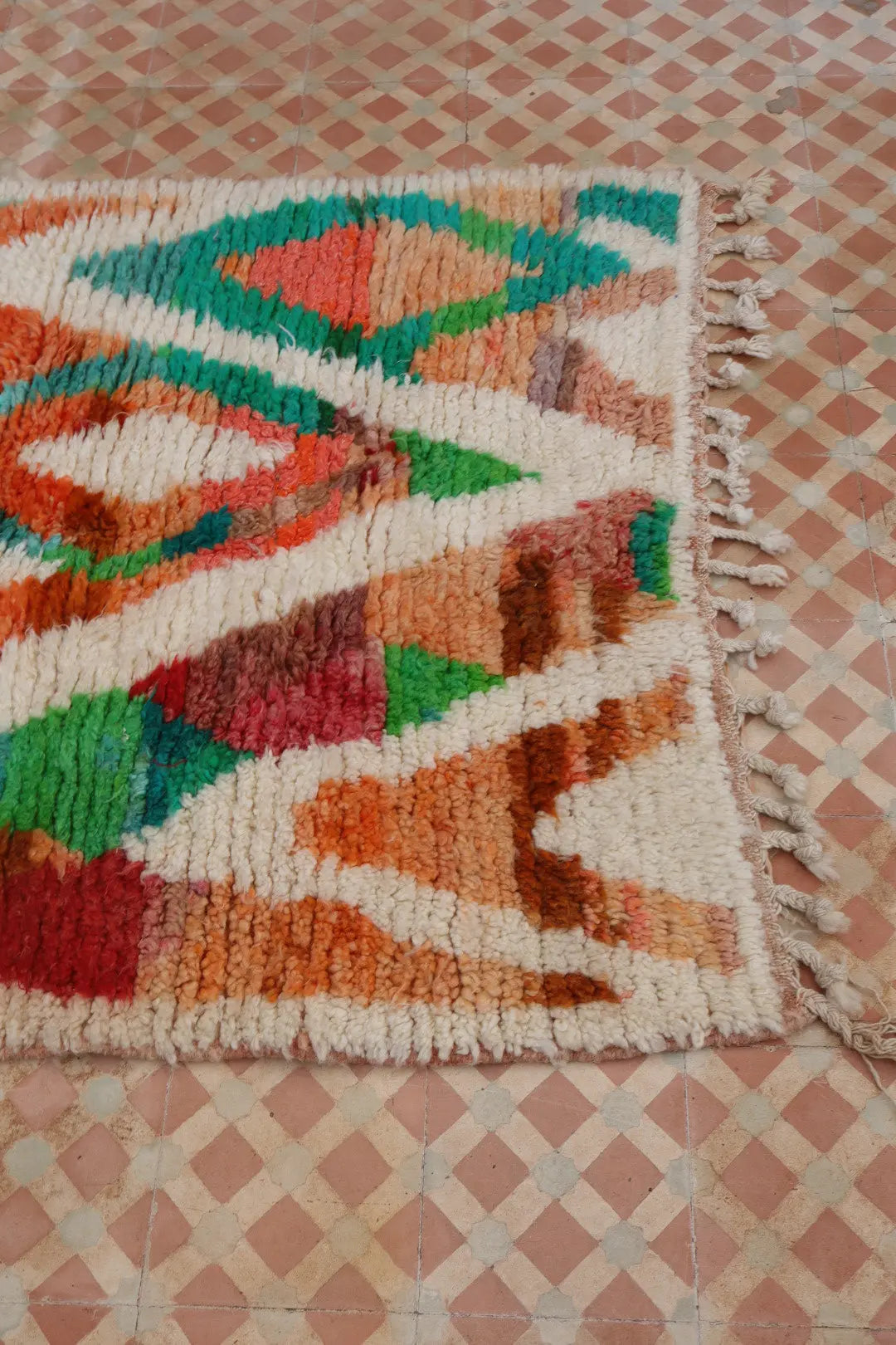 Alfombra Bereber Boujad Colorida Terracota Durazno Verde- 138 × 103 cm Néda