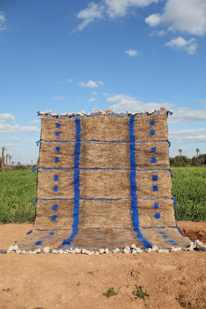 Tapis Berbère Gris et Bleu à Reliefs Béni Ouarain - 290 x 205 cm Néda
