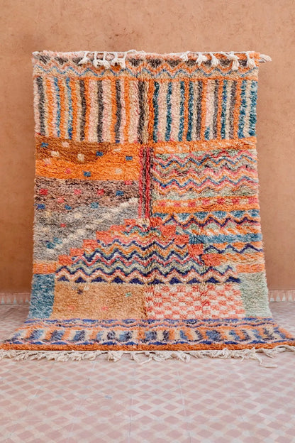 Tapis Berbère Patchwork Coloré Béni Ouarain Qualité Supérieure - 261 x 169 cm Néda