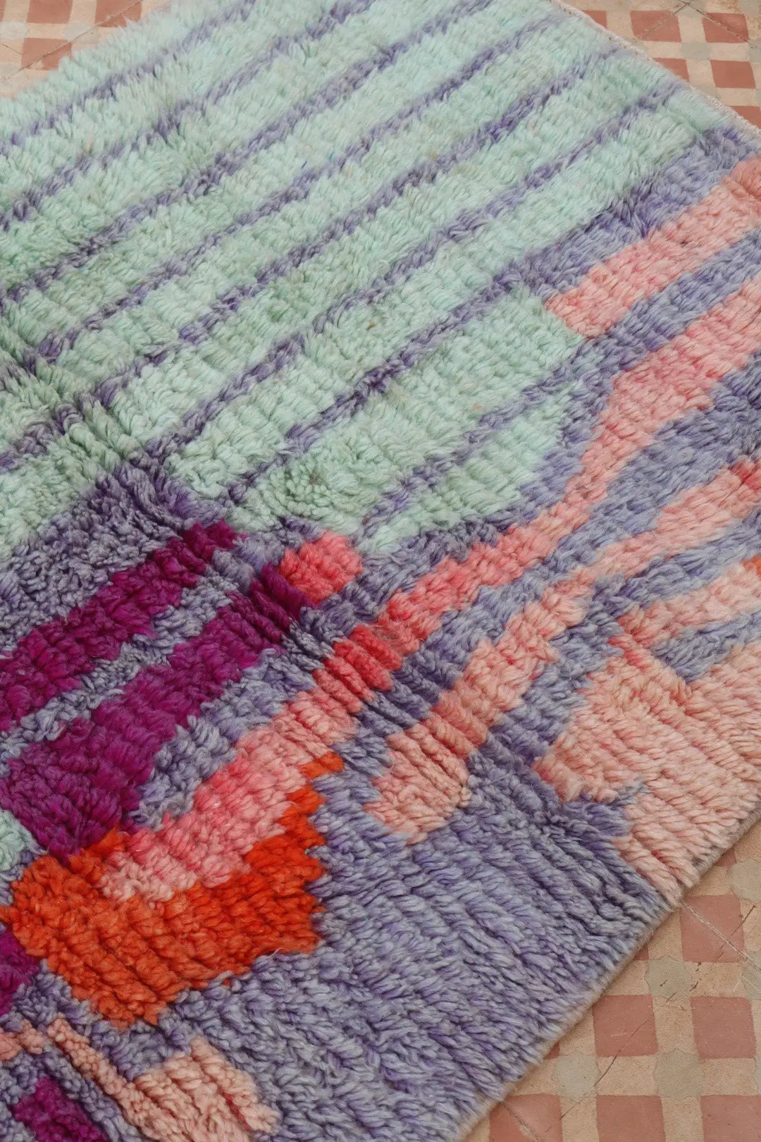 Alfombra Bereber Boujad Colorida Lila Turquesa - 151 × 106 cm Néda