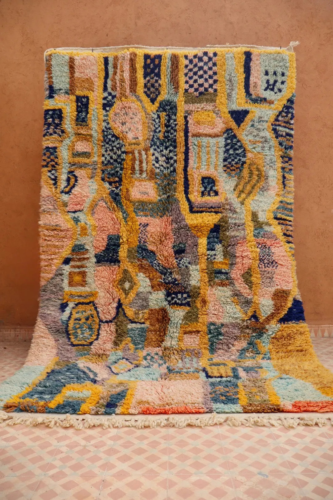 Tapis Berbère Abstrait Coloré Béni Ouarain Qualité Supérieure - 280 x 170 cm Néda