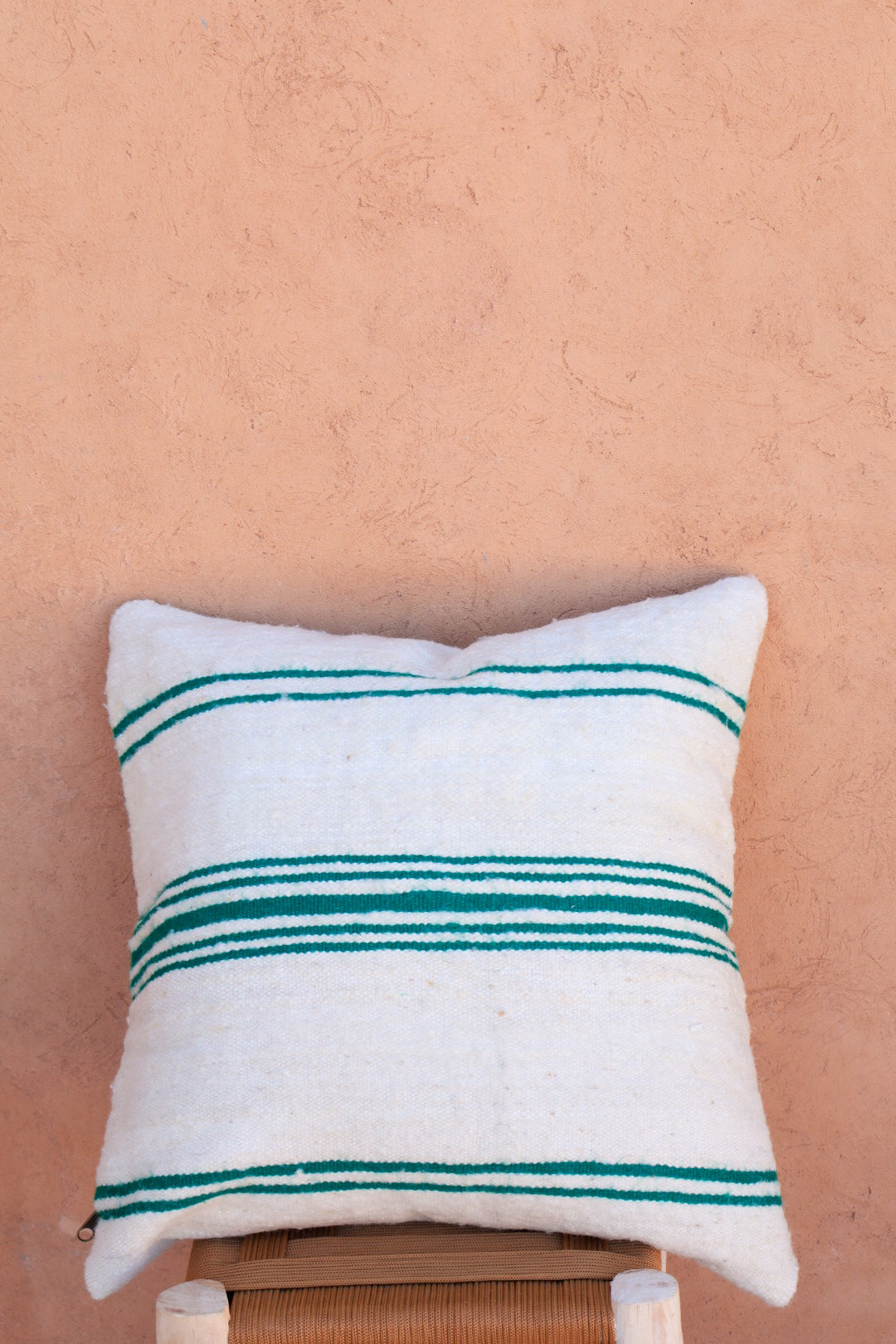 Ela striped wool cushion - Green fir