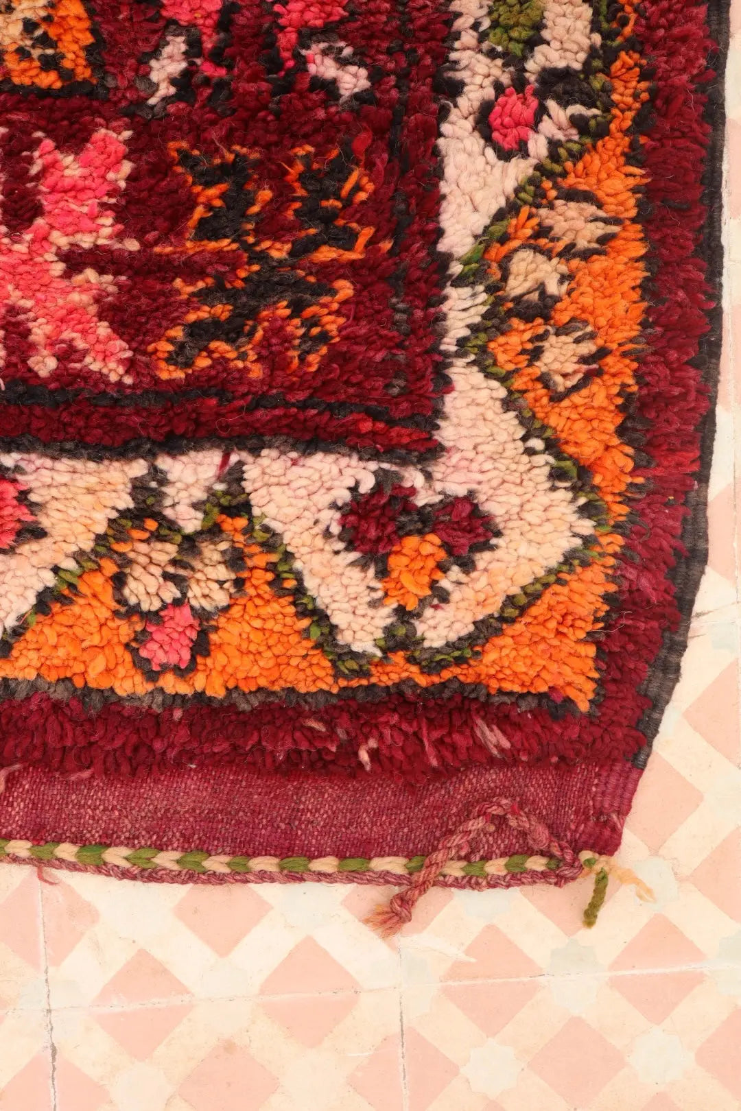 Tapis Berbère Boujaad Antique Bordeaux Orange - 392 x 204 cm Néda