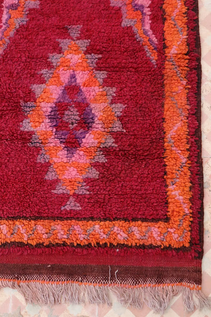 Tapis Berbère Boujaad Antique Bordeaux Orange - 204 x 105 cm Néda