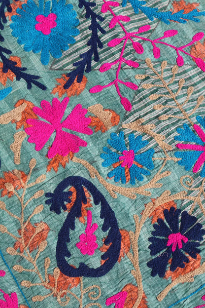 Kantha Suzani indien Brodé Multicolore Bleu– Coton Néda