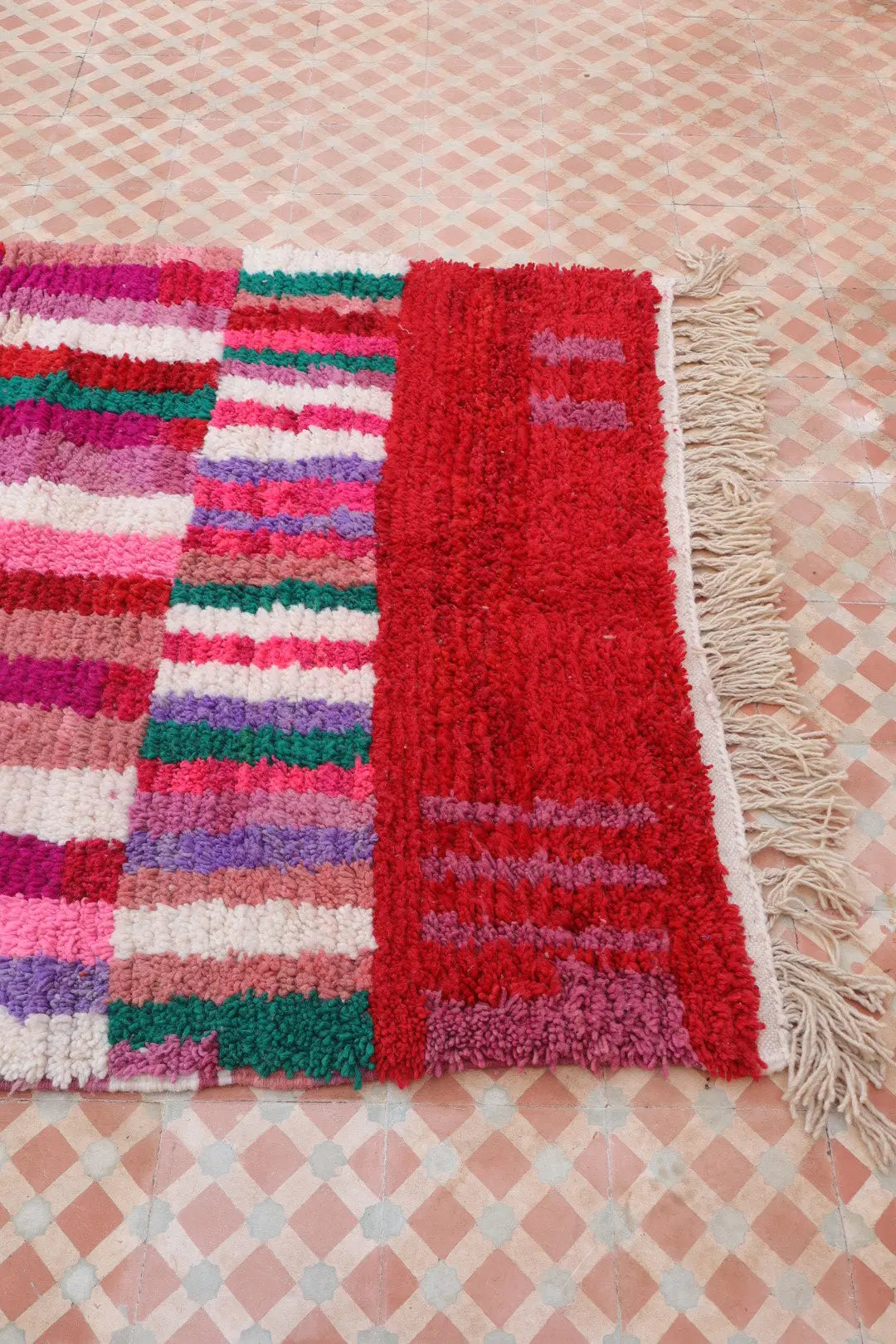 Berber Rug Boujad Colorful Red Purple Pink Green - 206 × 129 cm Néda