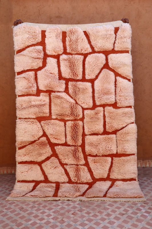 Tappeto Berbero Mrirt Beige Rosa Terracotta Rilievi - 191 x 127 cm Néda