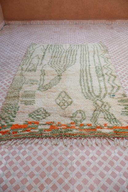 Alfombra Bereber Boujad Beige Verde Almendra y Naranja - 241 × 163 cm Néda