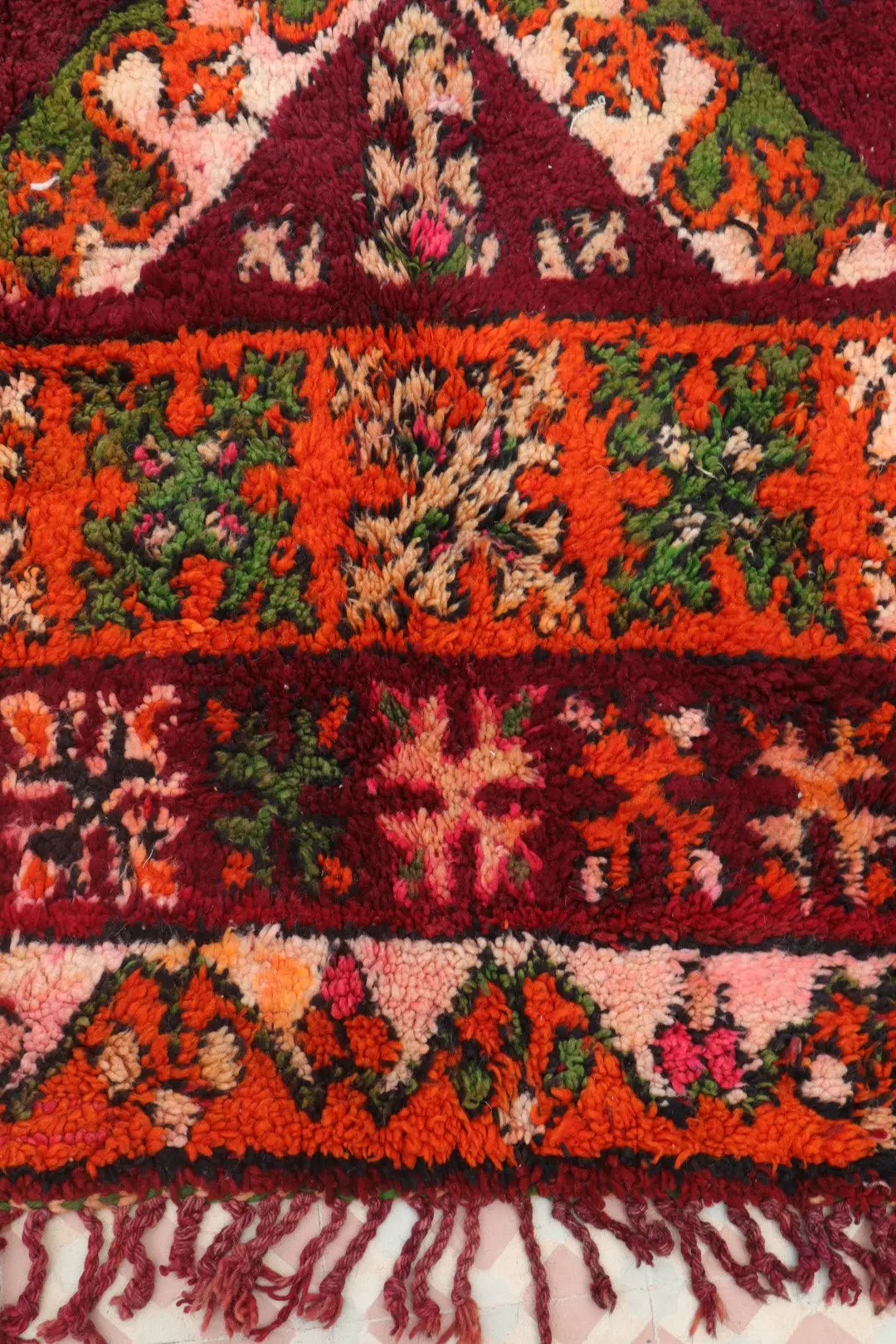 Tapis Berbère Boujaad Antique Bordeaux Orange - 392 x 204 cm Néda