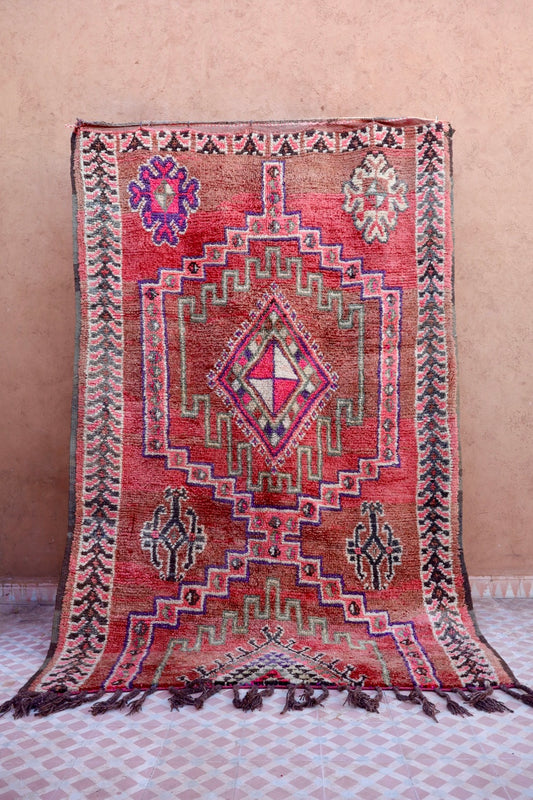 Tapis Berbère Boujaad Rose Vintage - 241 x 155 cm