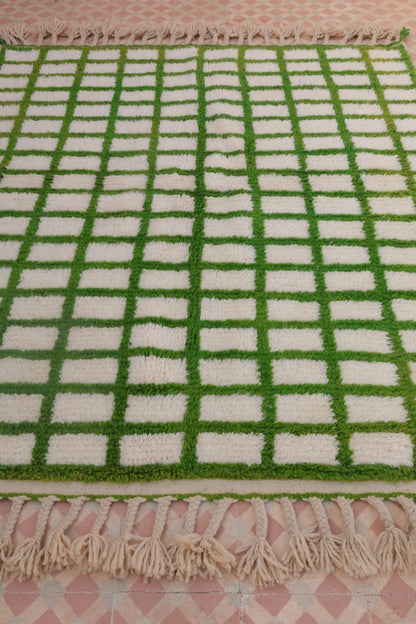 Colorida alfombra berber berber ouarain veverse verde damiers - 170 x 140 cm