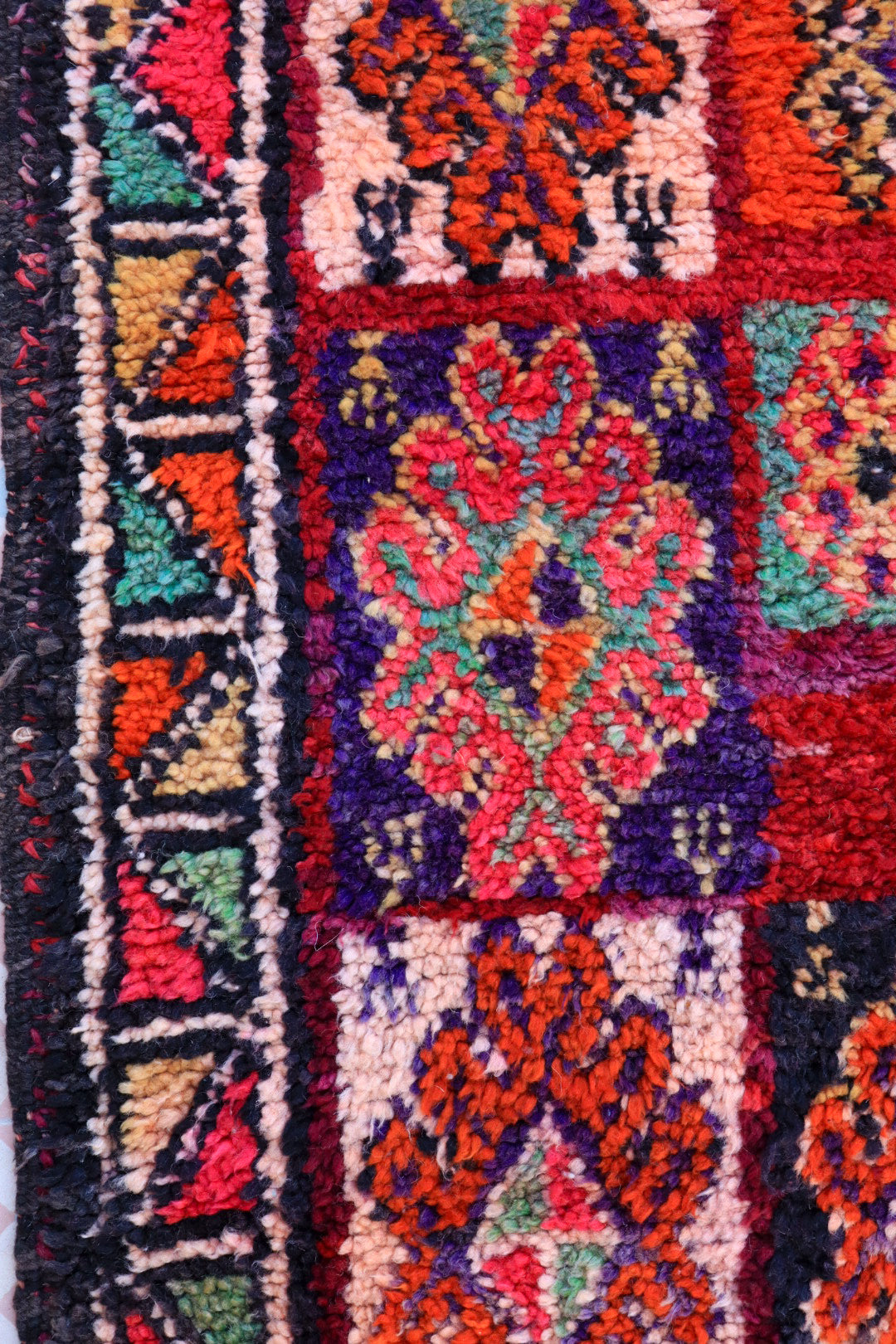 Berber carpet Boujaad Antique Violet Rose Green - 330 x 220 cm