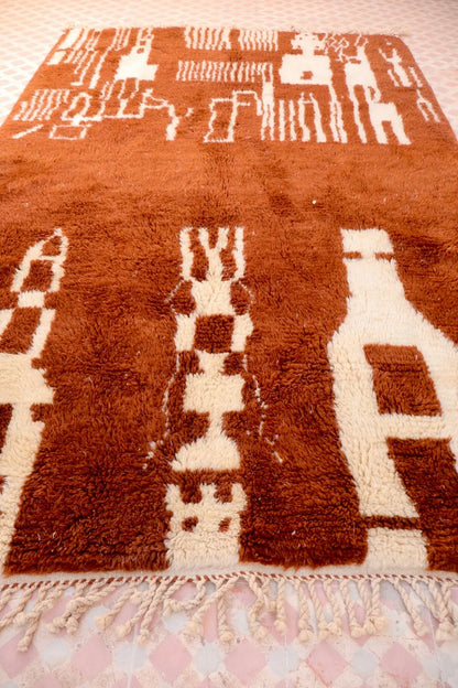 Tapis Berbère Azilal Contemporain Marron et Blanc - 238 x 143 cm Néda