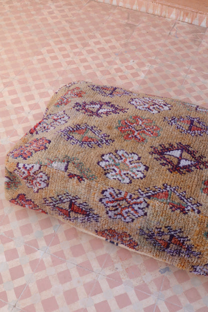 Pouf Berbère XL Beige Foncé à Motifs Néda