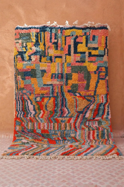 Tapis Berbère Abstrait Coloré Béni Ouarain Qualité Supérieure - Néda