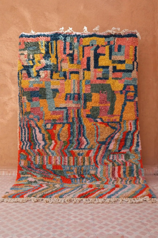 Tapis Berbère Abstrait Coloré Béni Ouarain Qualité Supérieure - Néda