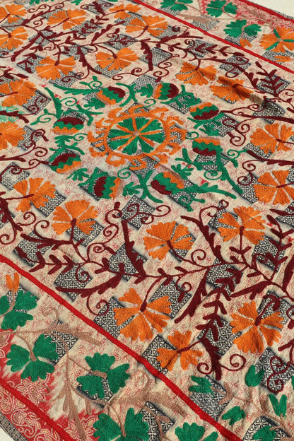 Kantha Suzani indien Brodé Pêche – Coton Néda