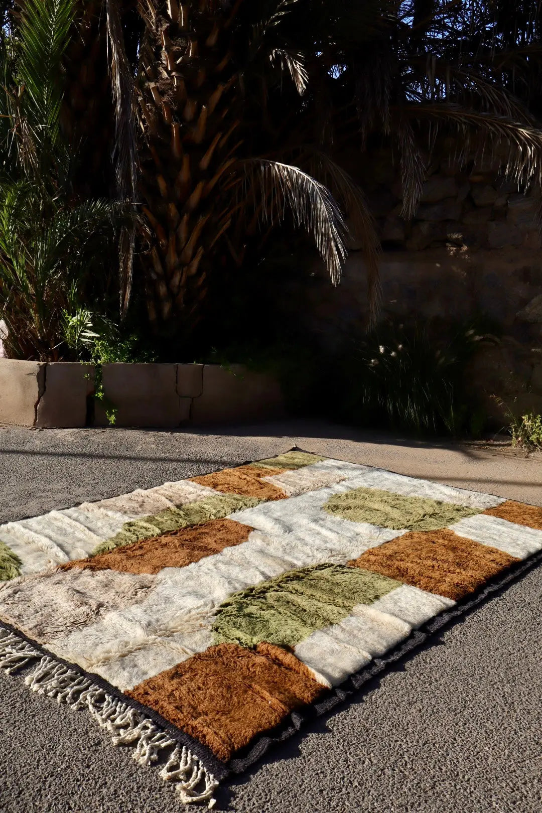 Tapis Berbère Mrirt Moderne Kaki Crème Marron - 310 x 210 cm Néda