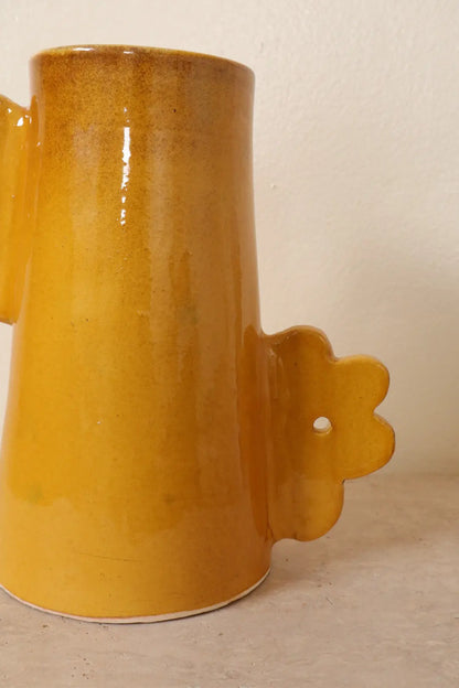Vase Abstrait en Céramique Jaune Moutarde Fait-Main Fleurs - DAISY © Néda