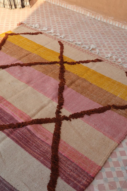 Tapis Berbère Kilim Zanafi Multicolore Coucher de Soleil  - 296 x 195 cm Néda