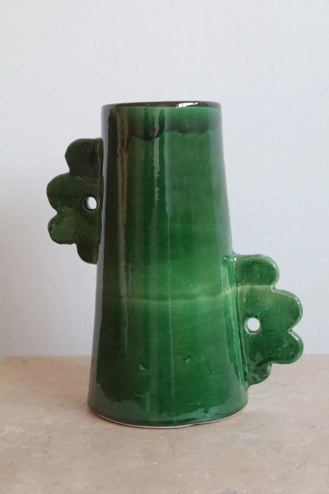 Vase Abstrait en Céramique Fait-Main Fleurs - DAISY Vert Sapin Néda