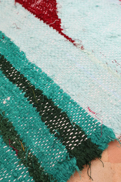 Tapis Berbère Coloré Kilim Boucherouite Bleu Ciel Multicolore   - 242 x 144 cm Néda