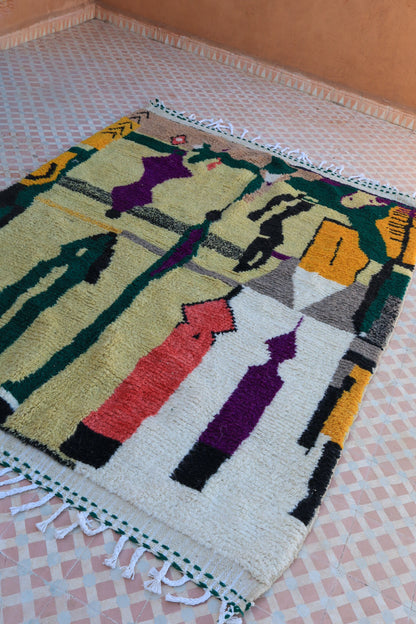 Berber boujaad Green Multicolored patterns - 246 x 175 cm