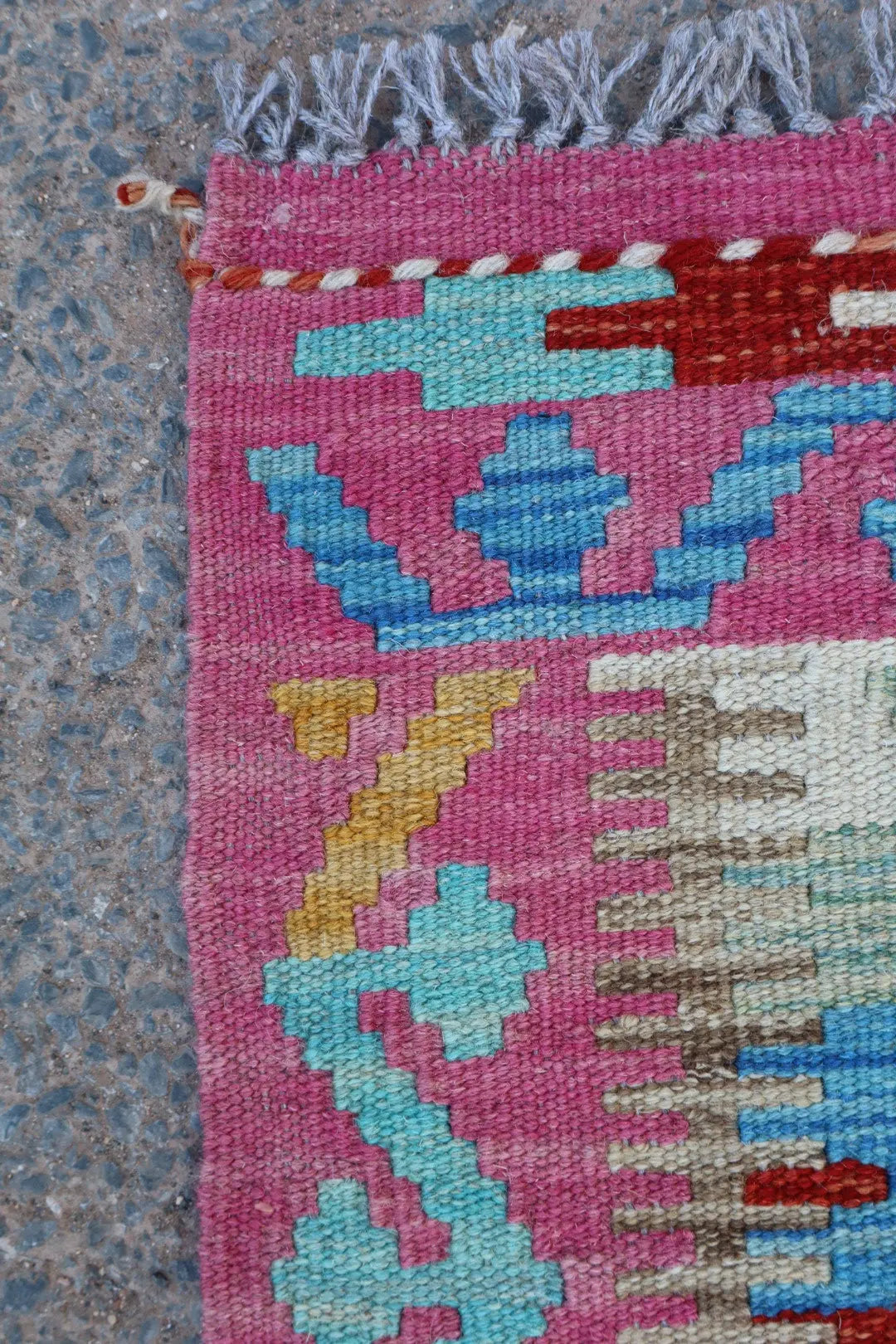 Tapis Kilim Afghan Couloir Traditionnel Rose - 202 x 65 cm Néda