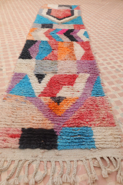 Tapis Berbère Couloir Boujad Motifs Multicolores  - 322 x 72 cm Néda