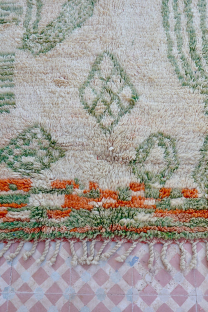 Alfombra Bereber Boujad Beige Verde Almendra y Naranja - 241 × 163 cm Néda