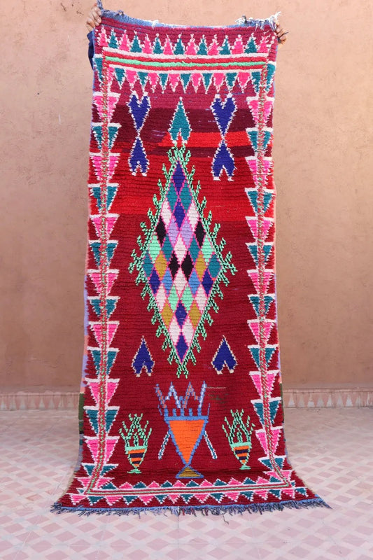 Tapis Berbère Azilal Vintage de Couloir Coloré- 210 x 78 cm Néda