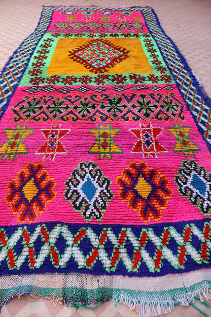 Tapis Berbère Azilal Couloir Vintage Fluo- 327 x 128 cm Néda