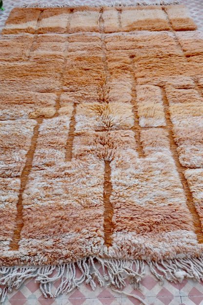 Tapis Berbère Orange Pêche Béni Ouarain Qualité Supérieure - 249 x 156 Néda