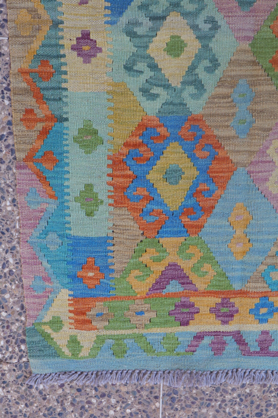 Corredor multicolor tradicional alfombra kilim - 299 x 88 cm