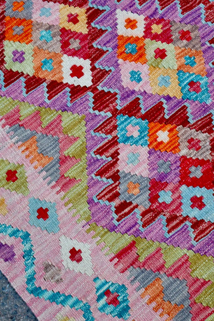 Tapis Kilim Afghan Traditionnel Rose - 146 x 97  cm Néda